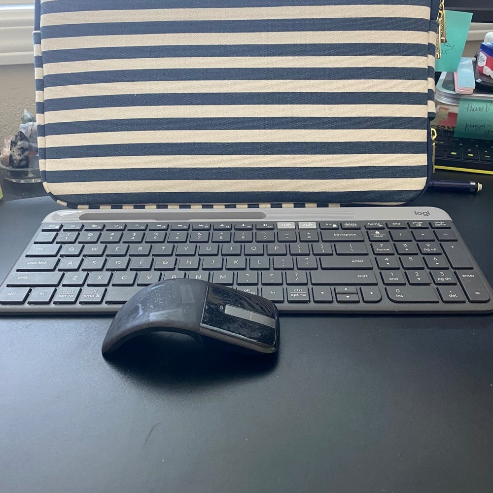 Logitech wireless keyboard w carrying case and wireless mouse